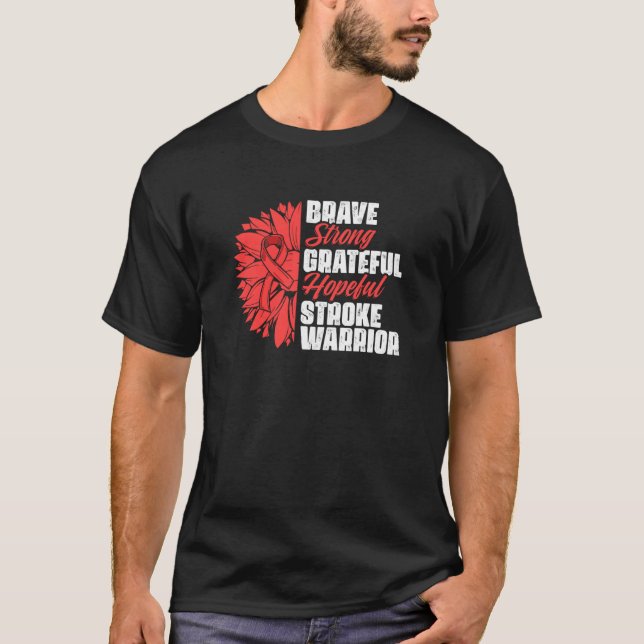 T-shirt Guerrier de l'AVC Survivant de l'AVC Ruban Rouge A (Devant)