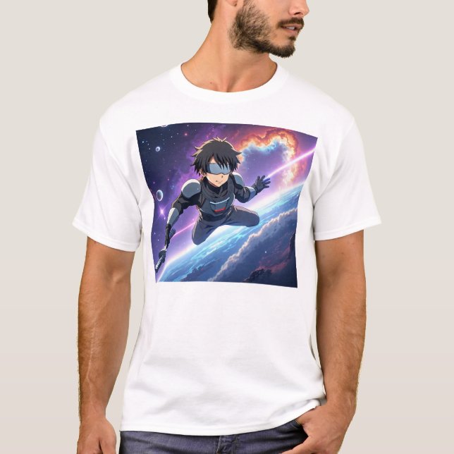 T-shirt Guerrier de l'espace d'anime futuriste avec épée l (Devant)