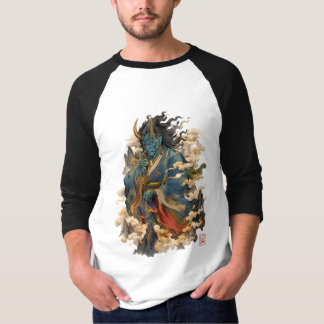 T-shirt Guerrier démon Oni bleu | Mythologie japonaise Yok