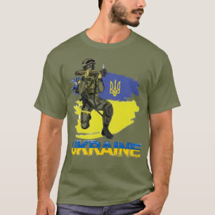 T-shirt Guerrier d'Ukraine Militaire Soldat Trident Zelens