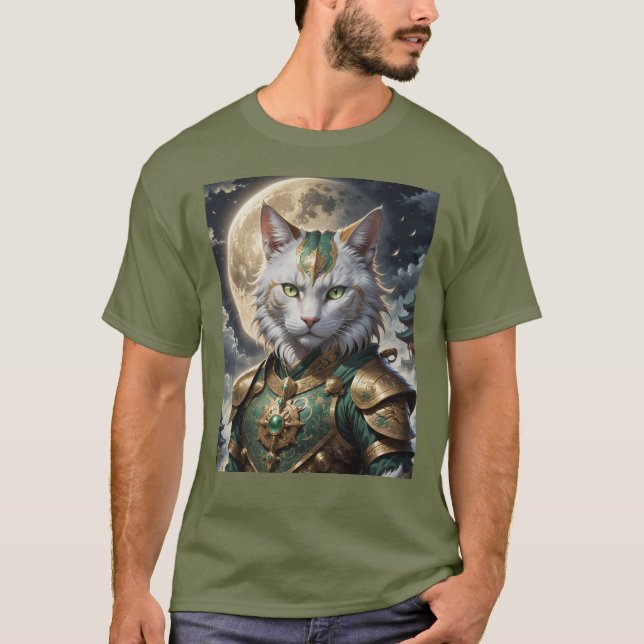 T-shirt Guerrier épique de chat blindé (Devant)