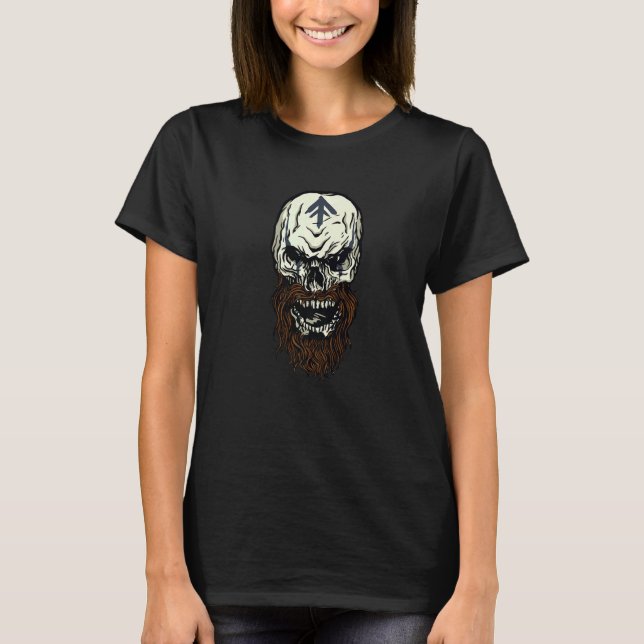 T-shirt Guerrier Fighter Skull Beard Viking (Devant)
