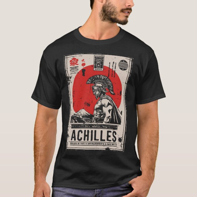 T-shirt Guerrier grec avec soleil rouge | Mythologie d'Ach (Devant)