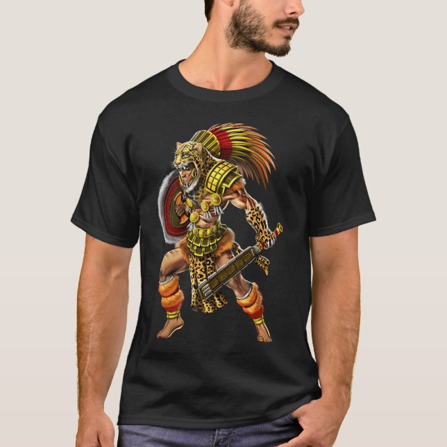 T-shirt Guerrier jaguar aztèque (Devant)