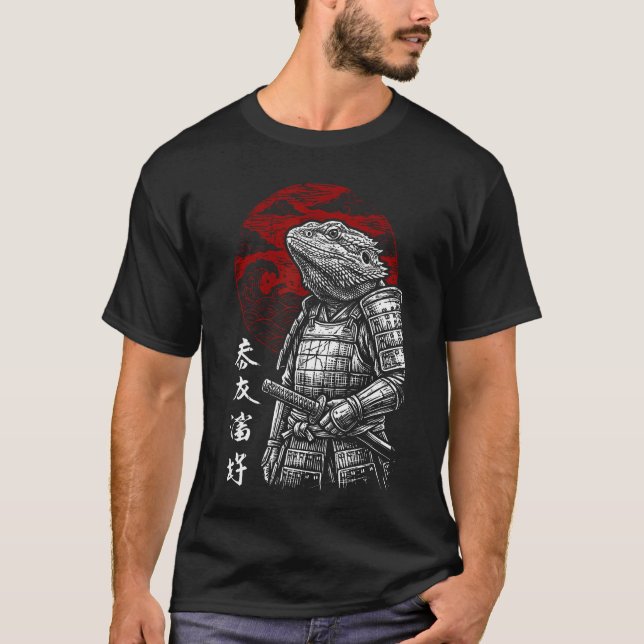 T-shirt Guerrier japonais Dragon barbu Samouraï Japon (Devant)
