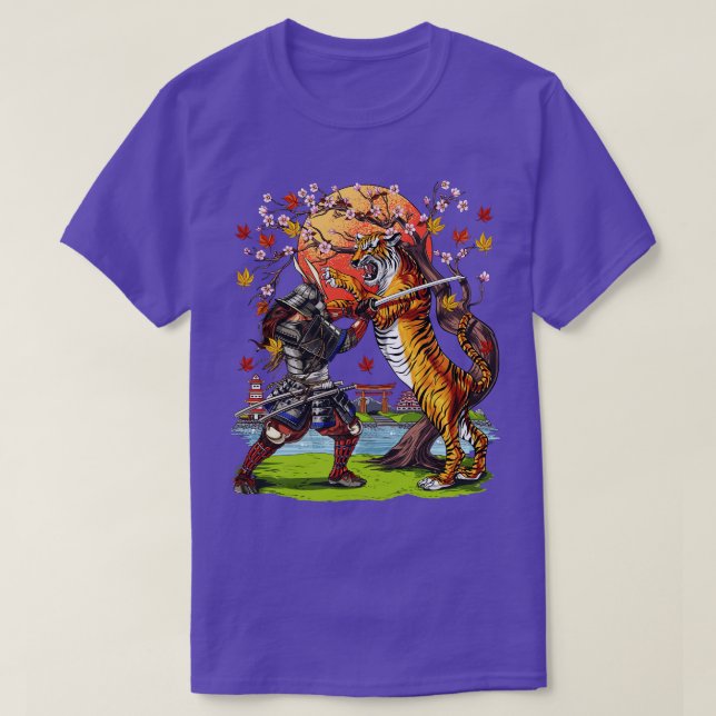 T-shirt Guerrier japonais du tigre Samurai (Design devant)