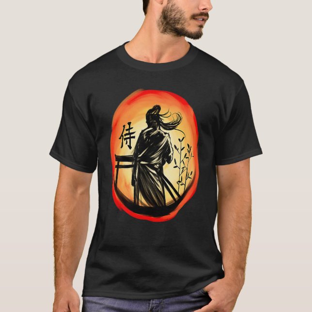 T-shirt Guerrier japonais samouraï Lone Bushido (Devant)