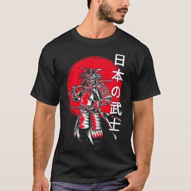 T-shirt Guerrier japonais Samurai Kanji (Devant)