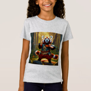 T-Shirt Guerrier Panda Rouge – Peinture Numérique Héroïque