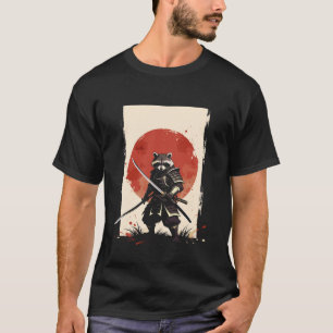 T-shirt Guerrier Raton Laveur Samouraï Kawaii Japon Soleil