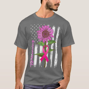 T-shirt Guerrier rose Ruban Cancer du sein Tournesol Améri