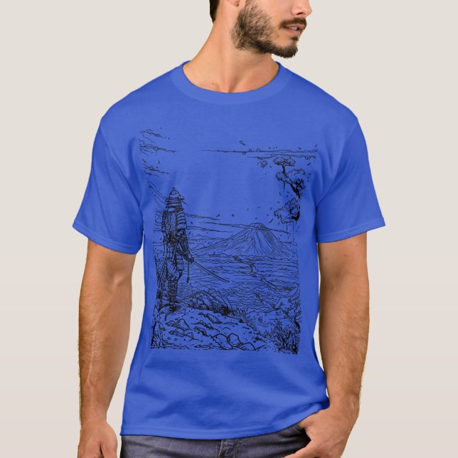 T-shirt Guerrier samouraï devant le Fuji (Devant)