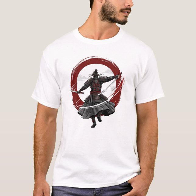 T-Shirt Guerrier Samouraï Double Katana | Lever de (Devant)