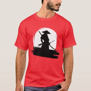 T-shirt Guerrier Samouraï Japonais Silhouette Katana Lune