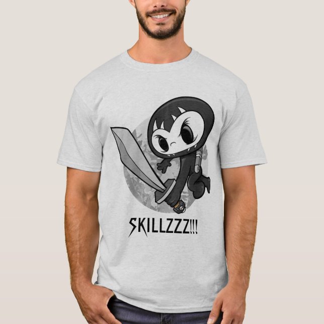 T-shirt Guerrier "SKILLZZZ de Ninja de crâne d'ombre ! ! (Devant)