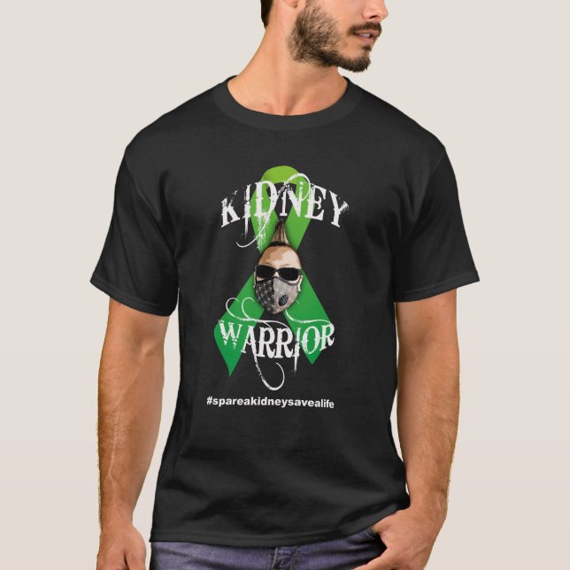 T-shirt Guerrier vert de rein de ruban - chemises foncées (Devant)