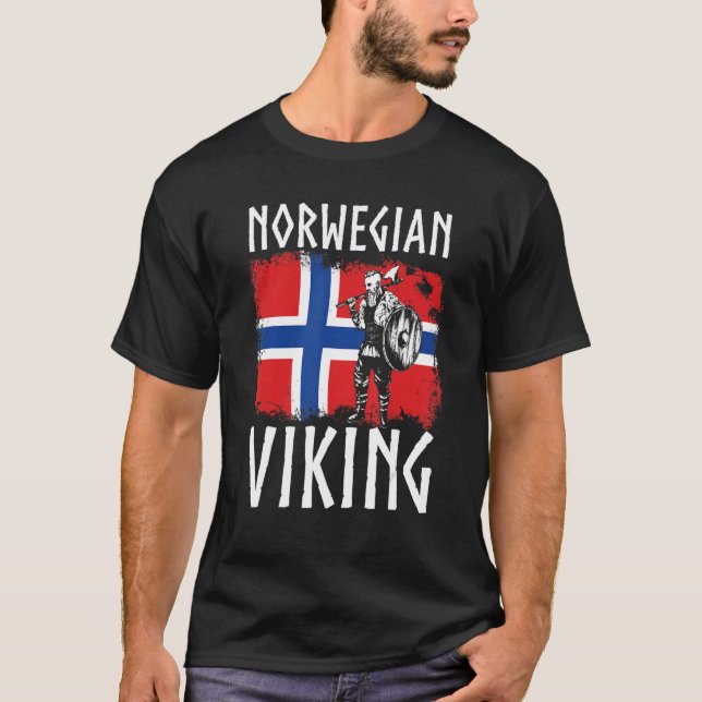 T-shirt Guerrier Viking norvégien avec hache (Devant)
