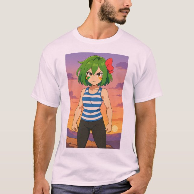 T-shirt Guerrière déterminée du coucher de soleil – Art de (Devant)