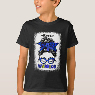 T-shirt Guerrière Messy Bun Bleu Ruban Femmes Ataxia