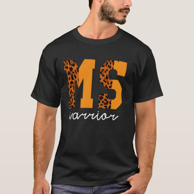 T-shirt Guerrière MS Impression Léopard Motivation Soutien (Devant)