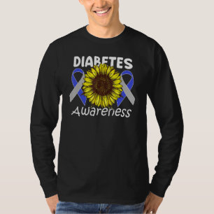 T-shirt Guerrière Ruban Gris Bleu Sensibilisation Diabète