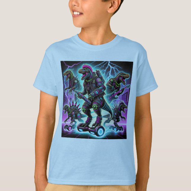 T-shirt Guerriers Cyberpunk Dino - Dinos Futuristes extrêm (Devant)