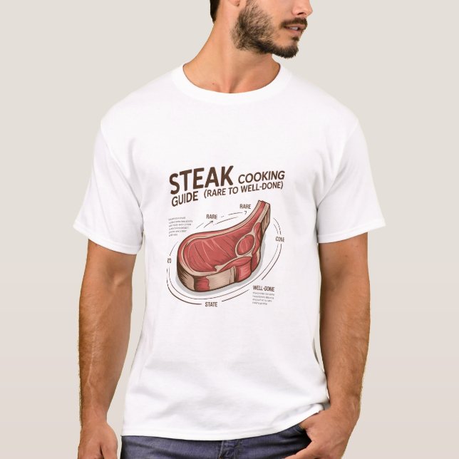 T-shirt Guide de cuisson du steak (saignant à bien cuit) (Devant)