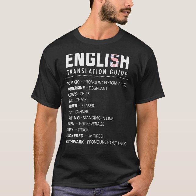 T-shirt Guide De Traduction Anglais De L'Argot Pour Uk Exp (Devant)