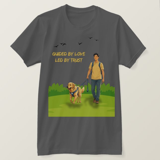 T-shirt Guidée par Love - Guide Chien Conception de suppor (Design devant)