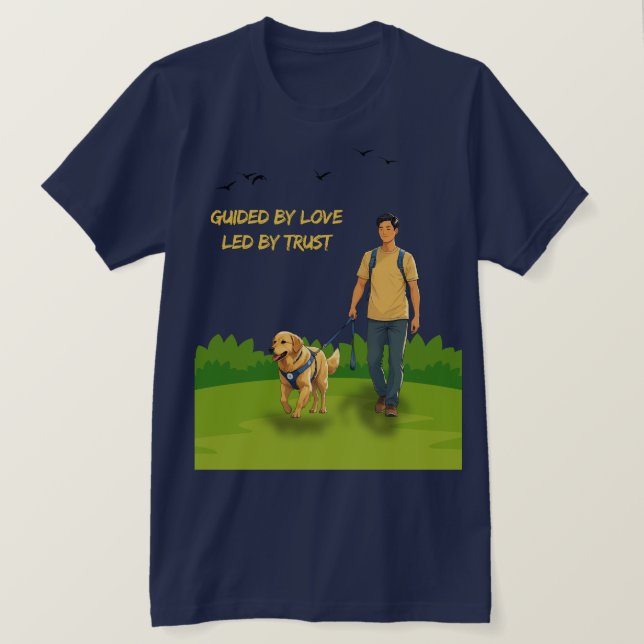 T-shirt Guidée par Love - Guide Chien Conception de suppor (Design devant)