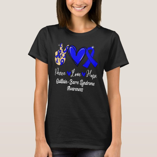 T-shirt Guillain Barre Syndrome GBS Peace Love Hope Blue R (Devant)