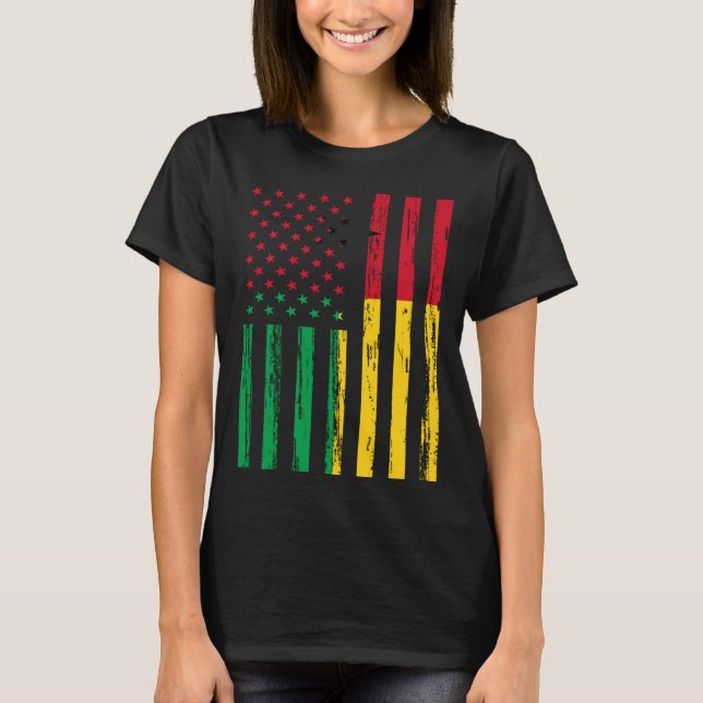 T-shirt Guinea Bissau Flag America US DNA  for Guinea Biss (Devant)
