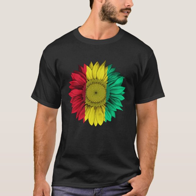 T-shirt Guinea Flag Sunflower Guinean Roots Proud Patrioti (Devant)