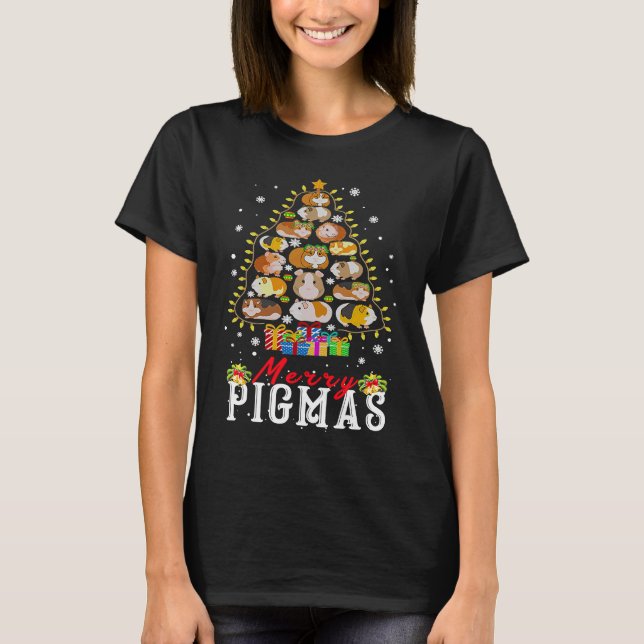 T-shirt Guinea Pig Christmas Tree Merry Pigmas (Devant)