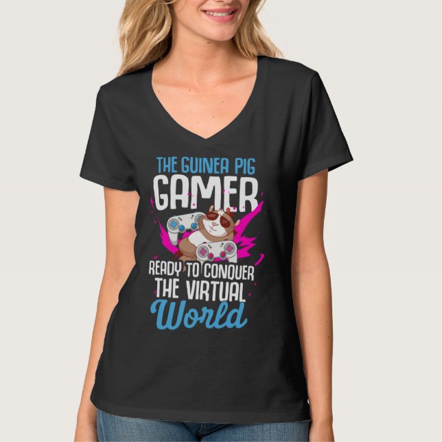 T-shirt Guinea Pig  Gamer Ready to Conquer the Virtual Wor (Devant)