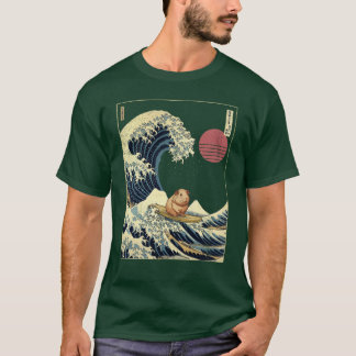 T-shirt Guinea Pig Kanagawa Japanese Surfing Wave retro