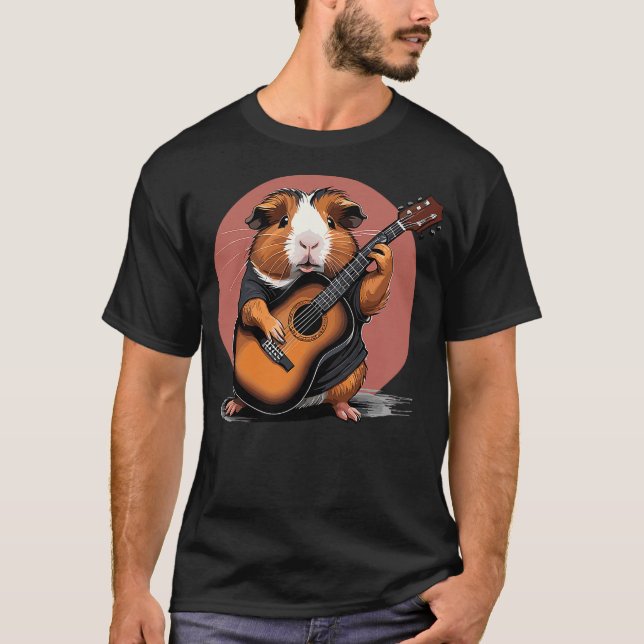 T-shirt Guinea Pig playing Acoustic Guitar, Guinea Pig Gui (Devant)