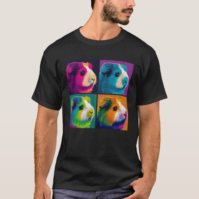 T-shirt Guinea Pig Pop Illustration Colorful Animal Women  (Devant)
