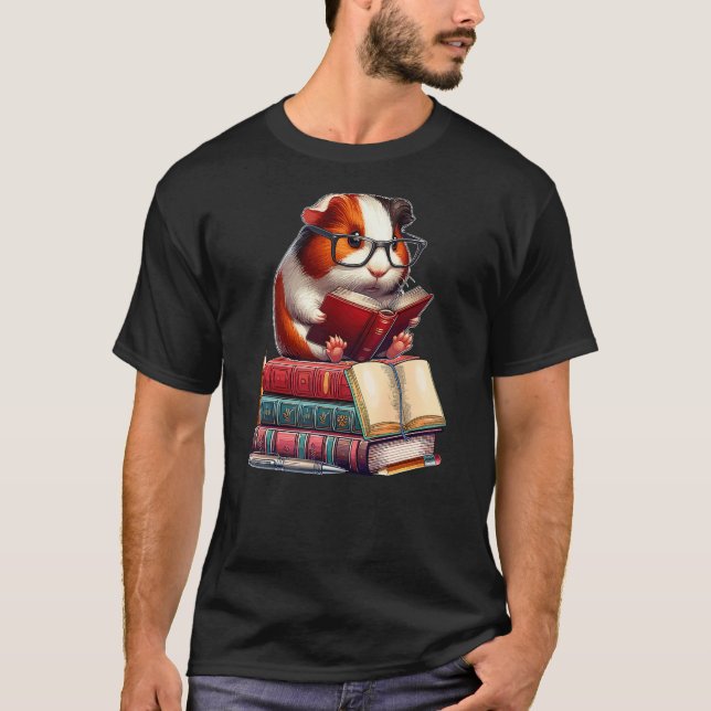 T-shirt Guinea Pig Reading Books Matching Bookworm Readers (Devant)