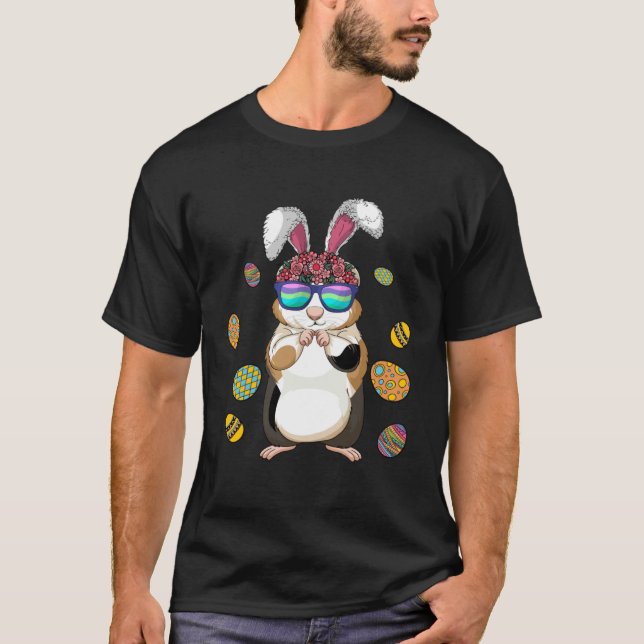 T-shirt Guinea Pig With Cute Bunny Ears Happy Easter Day E (Devant)