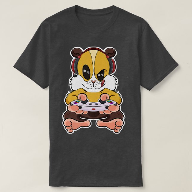 T-shirt Guinea Pig With Gaming Controller I Funny Gaming I (Design devant)