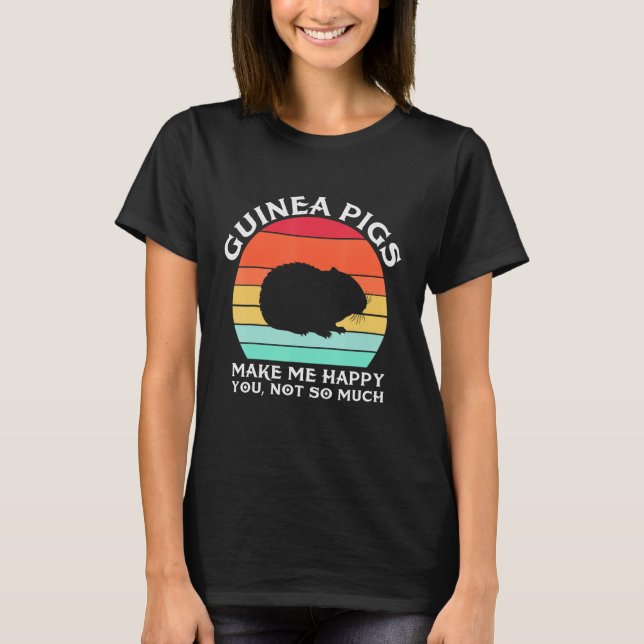 T-shirt Guinea Pigs Make Me Happy Sunset Retro Guinea Pig (Devant)
