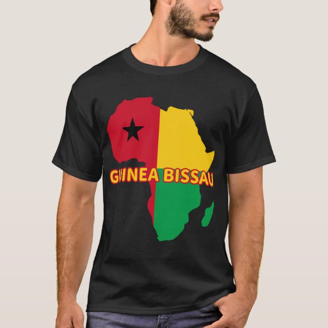 T-shirt Guinée-Bissau-Guinée-Bissau - Carte du drapeau de  (Devant)