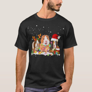 T-shirt Guinée Cochon Reindee feux de Noël Arbre Noël Noël
