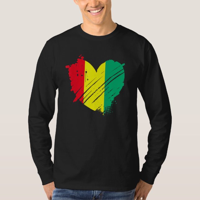T-shirt Guinée Drapeau J'Aime La Guinée C'Est Dans Mon Adn (Devant)