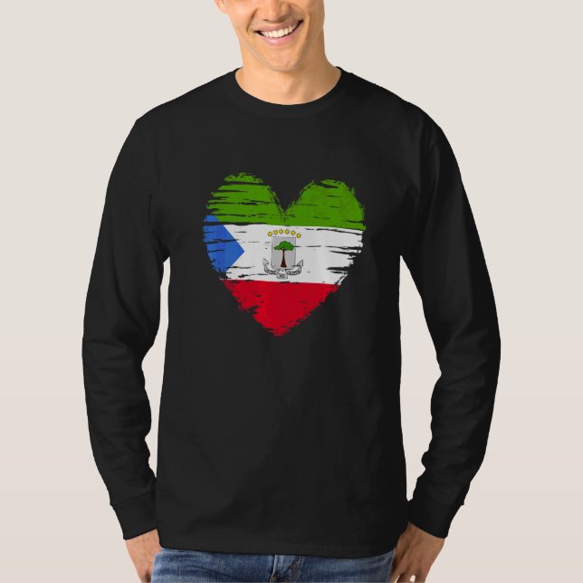 T-shirt Guinée équatoriale Coeur Guinée équatoriale Drapea (Devant)
