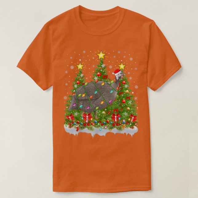 T-shirt Guinée Fowl Lighting Xmas Tree Drôle Guinée Fowl C (Design devant)
