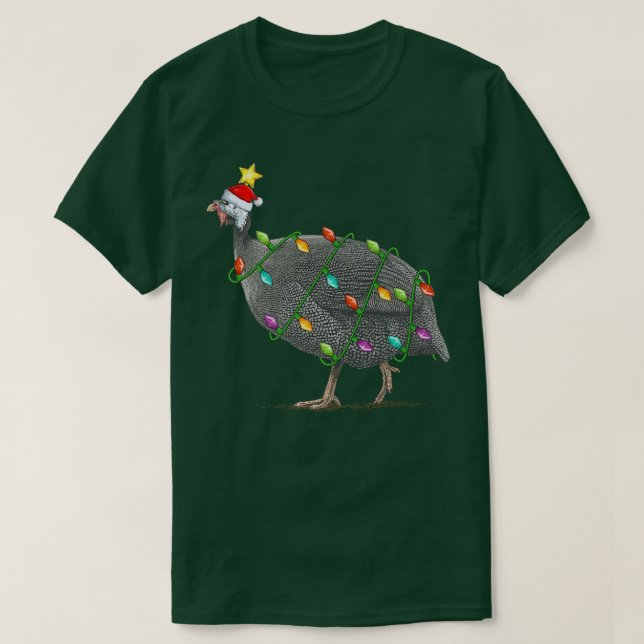 T-shirt Guinée Fowl Lighting Xmas Tree Père Noël Guinée Fo (Design devant)