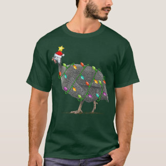 T-shirt Guinée Fowl Lighting Xmas Tree Père Noël Guinée Fo