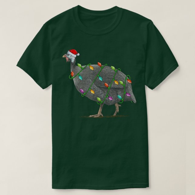 T-shirt Guinée Fowl Oiseau Amant Noël Chapeau Guinée Fowl (Design devant)